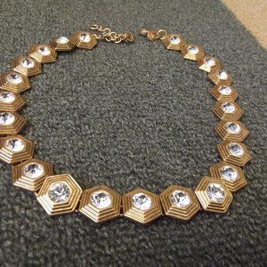 J. Crew Necklace Large Rhinestone Gold Tone Setting